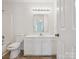 Bathroom with a single sink vanity and tub with shower at 3313 Fortis Ln, Matthews, NC 28105