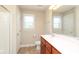 Bright bathroom featuring a big mirror, sink, and shower with white framed glass doors at 3523 Brickwood Cir, Midland, NC 28107