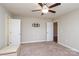 A comfy bedroom is equipped with a ceiling fan and access to a bathroom and closet at 3523 Brickwood Cir, Midland, NC 28107