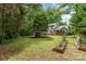 Backyard with lush greenery, deck, patio, and wooded views at 3884 Snider Cir, Hickory, NC 28602