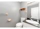 Charming powder room features decorative wall hangings and a vanity sink at 3884 Snider Cir, Hickory, NC 28602