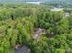 Stunning aerial view of a lakeside home nestled in lush greenery, offering privacy and serene natural beauty at 481 Evergreen Rd, Clover, SC 29710