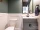 Elegant powder room featuring a modern vanity and a stylish mirror at 5432 Kinsbridge Dr, Charlotte, NC 28227