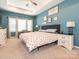 Serene bedroom with tray ceilings, large windows, stylish furnishings, and decorative wall art at 5432 Kinsbridge Dr, Charlotte, NC 28227