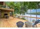 Expansive wooden deck overlooking the lake, perfect for outdoor entertaining with dining and seating areas at 6719 Love Point Rd, Denver, NC 28037
