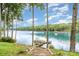 Scenic lake view with a private dock, steps, and lush landscaping, creating a tranquil waterfront retreat at 6719 Love Point Rd, Denver, NC 28037