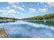 Expansive lake view with serene blue waters meeting the treelined shore under a partly cloudy sky at 6719 Love Point Rd, Denver, NC 28037