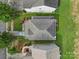 Aerial view of a home with a grey roof and green grass, surrounded by neighborhood houses at 920 Old Forester Ln, Charlotte, NC 28214
