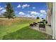 Backyard with a patio set, barbeque and a lawn with a view of the back of nearby properties at 920 Old Forester Ln, Charlotte, NC 28214