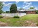 Expansive backyard with a fenced in pool area, lush lawn and mature landscaping at 115 Turner St, Lincolnton, NC 28092
