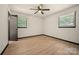 Bedroom featuring wood floors, a ceiling fan, and natural light at 1214 Northwoods Dr, Kings Mountain, NC 28086
