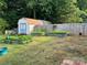 Backyard with a quaint storage shed, garden boxes, and a well-maintained lawn at 2194 Sterling Ridge Dr, Newton, NC 28658