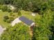An aerial perspective of a home with a shed, showcasing its serene setting and well-maintained surroundings at 279 Bailey Rd, Lancaster, SC 29720