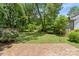 Backyard featuring a brick patio and lush landscaping at 2813 Hilliard Dr, Charlotte, NC 28205
