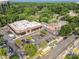 Aerial view of a well-maintained commercial parking lot with multiple cars and a variety of businesses nearby at 2819 Georgia Ave, Charlotte, NC 28205
