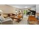 Inviting living room featuring large piano, wood coffee table, neutral colors, and plush seating at 626 Trail Ridge Rd, Matthews, NC 28105