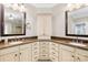 Spacious bathroom featuring dual sinks, granite countertops, and custom cabinetry at 738 Rocky Hollow Trl, Clover, SC 29710