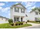 Charming two-story home with a covered porch and a well-manicured lawn at 8005 Stevie Oaks Ln, Charlotte, NC 28215