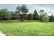 Expansive backyard featuring meticulously striped lawn and mature trees, offering a serene and private outdoor space at 8620 Rolling Fields Rd, Charlotte, NC 28227