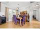 Dining room with a table, hardwood floors, bright natural light, and modern decor at 118 Grain Dr, Stony Point, NC 28678