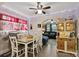 Cheerful dining area with whimsical lights and an open view to the cozy living space at 1425 3Rd Street Ne Pl, Hickory, NC 28601