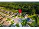 Aerial view of a home in a suburban neighborhood, showcasing its location within a cul-de-sac at 159 Holly Ridge Dr, Mooresville, NC 28115
