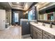 Stylish bathroom with a glass-enclosed shower, double sinks, and modern fixtures at 159 Holly Ridge Dr, Mooresville, NC 28115