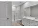 Bathroom featuring a double vanity, shower, toilet, and modern finishes at 16404 Wavenly House Dr, Charlotte, NC 28273