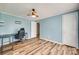 Comfortable bedroom with plank flooring, ceiling fan, and desk area at 284 Cedar Grove Rd, Clover, SC 29710