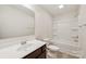 A full bathroom featuring single sink vanity, toilet, and a bathtub with shower at 3107 Riker St, Clover, SC 29710