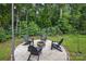 A backyard seating area with four chairs surrounding a small fire pit at 3951 Tersk Dr, Midland, NC 28107