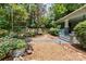 Front yard of this home has a stone walkway and lush landscaping leading to a covered porch at 506 Clement Ave, Charlotte, NC 28204