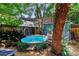 Enjoy the outdoors with a backyard stock tank pool, complete with decking, shade, and lush landscaping at 506 Clement Ave, Charlotte, NC 28204