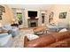 Inviting living room with a stone fireplace, comfortable seating, and large windows at 6302 Dwayne Starnes Dr, Hickory, NC 28602