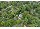Aerial shot showcases a neighborhood with mature trees, homes with backyard pools, and quiet streets at 6946 Woodstock Dr, Charlotte, NC 28210