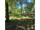 Scenic backyard with mature trees, lush green lawn, and a glimpse of the white house at 695 Knollcrest Ne Dr, Concord, NC 28025