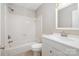 Traditional bathroom with a shower-tub combination and a single sink vanity at 7114 Kinsmore Ln, Charlotte, NC 28269
