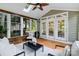 Bright sunroom with skylight and french doors at 10927 Thornhill Club Dr, Charlotte, NC 28277
