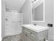 Neutral bathroom featuring a walk-in shower, modern vanity, and updated fixtures at 1310 Glasscock Rd, Rock Hill, SC 29730