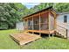 A spacious screened-in porch with a wooden deck, perfect for enjoying the outdoors in comfort at 1310 Glasscock Rd, Rock Hill, SC 29730
