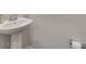 Neutral bathroom with pedestal sink, clean finishes, and a minimalist design at 318 Willow Wood Ct, Matthews, NC 28104