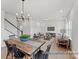 Open dining area with modern lighting and flows to the living room, creating an airy, connected space at 32612-B Millingport Rd # 7157, New London, NC 28127