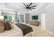 A comfortable main bedroom features a TV, soft lighting, and neutral colored walls at 3324 Greenhurst Dr, Matthews, NC 28104