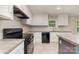 Kitchen featuring white cabinets, black appliances, and a stainless steel sink at 5090 Beaver Dam Way, Bessemer City, NC 28016