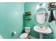 Stylish powder room with modern fixtures and bright paint at 537 Lakeview Dr, Mcadenville, NC 28101