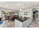 View of the bright open kitchen and living area featuring an island at 537 Lakeview Dr, Mcadenville, NC 28101