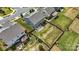 Aerial view of the home featuring the fenced backyard with patio, landscaping, and neighboring houses at 7263 Waterwheel Sw St, Concord, NC 28025
