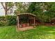 Enjoy the outdoors with a gazebo, wood storage, and seating in this backyard at 10209 Green Tee Ln, Charlotte, NC 28277