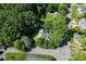 A lush, tree-lined property with a quaint home and detached garage situated on a corner lot at 1072 5Th Ne St, Hickory, NC 28601