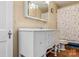 Elegant bathroom vanity with white cabinets, mirror and vintage style at 1282 W Hwy 27 Hwy, Lincolnton, NC 28092